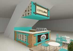 Визуализация мини-кофейни под эскалатором в ТРЦ "Кристалл" г.Тюмень
